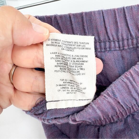 Anthropologie Embroidered Linen Pull On Pants Purple/Orange Size XS Artsy Boho - Picture 15 of 15